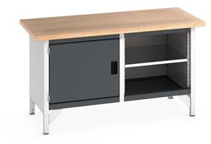 Bott Cubio Storage Workbench 1500mm wide x 750mm Deep x 840mm high supplied with a Multiplex (layered beech ply) worktop, 1 x integral storage cupboard (650mm wide x 650mm deep x 500mm high) and 1 x open section with full depth mid shelf.... 1500mm Wide Engineers Storage Benches with Cupboards & Drawers